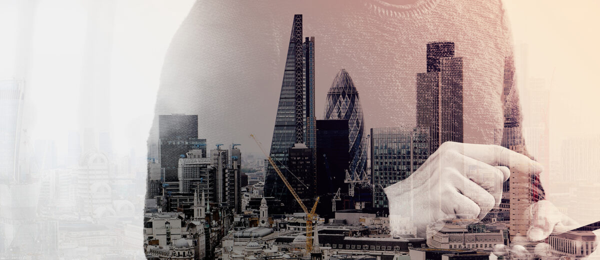 Double Exposure of Designer hand using mobile payments online sh